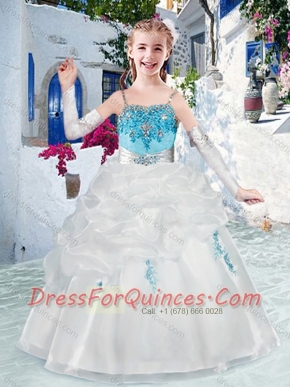 Latest Spaghetti Straps Flower Girl Dresses with Appliques and Bubles