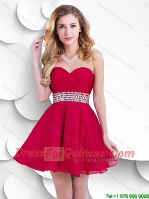 New Arrivals Belt Sweetheart Prom Dresses in Wine Red