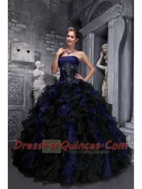 Classical Exclusive Strapless With Appliques and Ruffles In Multi-color Quinceanera Dress