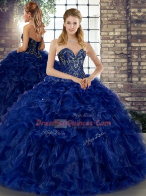 New Arrival Organza Sleeveless Floor Length Quinceanera Gowns and Beading and Ruffles