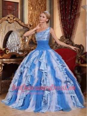 Multi-color Ball Gown One Shoulder Floor-length Ruffles Quinceanera Dress