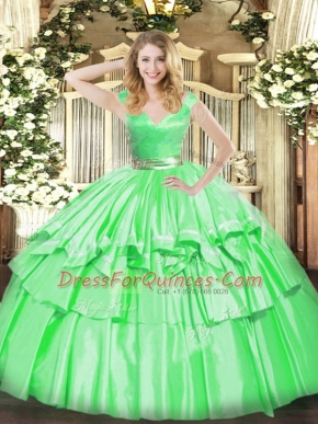 Pretty Floor Length Zipper Sweet 16 Dresses for Military Ball and Sweet 16 and Quinceanera with Beading and Ruffled Layers