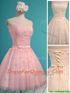 Exquisite Applique and Beaded Sweetheart Prom Dresses in Mini Length