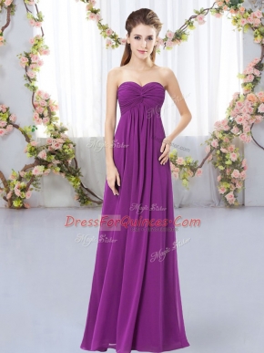 Customized Floor Length Purple Vestidos de Damas Sweetheart Sleeveless Zipper