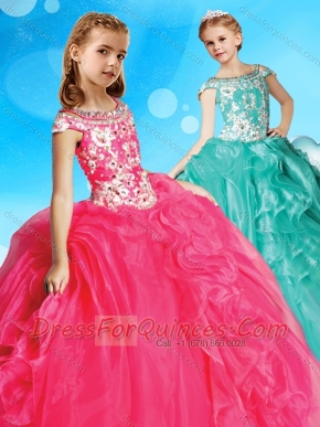 Exclusive Beaded Decorated Bodice and Cap Sleeves Adorable Little Girl Pageant Dress