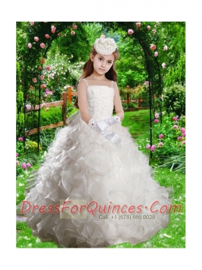Sophisticated Spaghetti Straps A-Line 2014 Flower Girl Dress with Beading and Ruffles