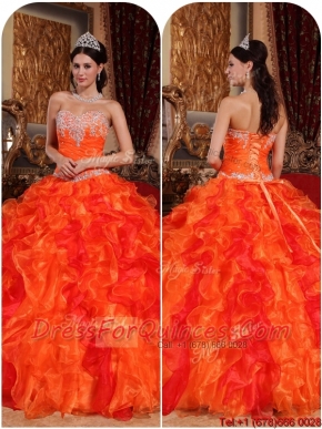 Elegant Orange Quinceanera Gowns with Appliques and Beading