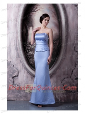 Prom Dress Lilac Mermaid Strapless Ankle-length Satin Ruch
