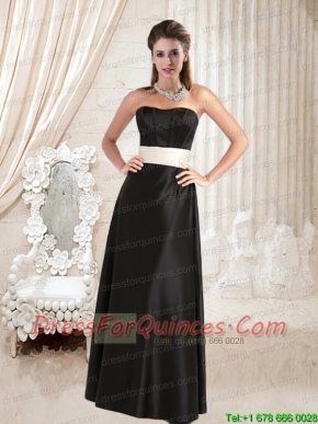 Empire Sweetheart Ruching Belt 2015 Prom Dress in White and Black