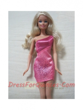 Fashion One Shoulder Mini-length Dress With Sequin and Beading Made To Fit the Barbie Doll