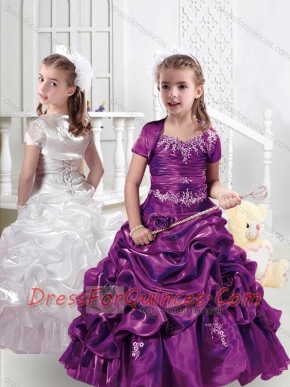 Sweet Spaghetti Straps Little Girl Pageant Dresses with Appliques and Bubles