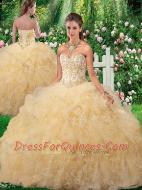 New Styles Ball Gown 2016 Quinceanera Gowns in Champagne