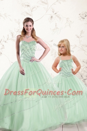 Attractive Floor Length Ball Gowns Sleeveless Apple Green 15 Quinceanera Dress Lace Up