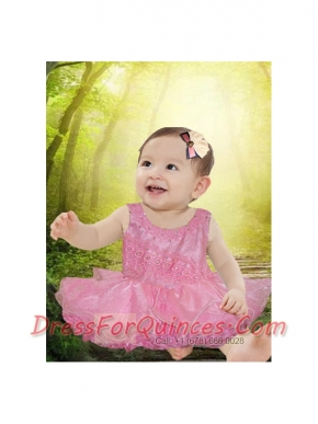 2014 Scoop Beading and Ruffles Backless  Little Girl Dress with Short