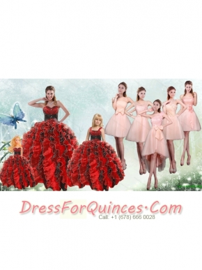 2015 Elegant Ruffles Multi Color Sweet 15 Dresse and Pretty Short Dama Dresses and Beading and Ruffles Little Girl Dress