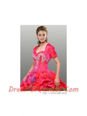 Discount Red Satin Special Occasion Quinceanera Jacket with Beading