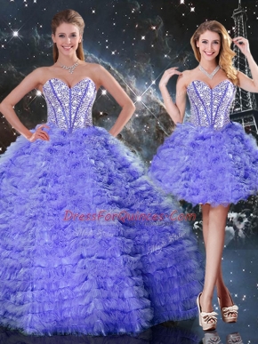 Nice Floor Length Lace Up Quince Ball Gowns Purple for Military Ball and Sweet 16 and Quinceanera with Embroidery