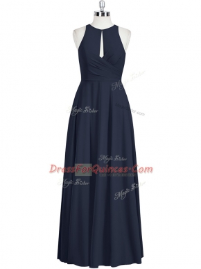 Floor Length Zipper Black for Prom and Party and Military Ball with Ruching