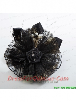Summer Black Tulle Fascinators with Pearl