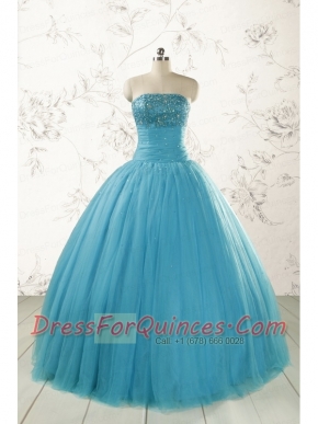 Cheap Strapless Quinceanera Dresses with Beading for 2015