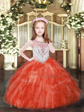 Floor Length Ball Gowns Sleeveless Red Pageant Dress Womens Zipper
