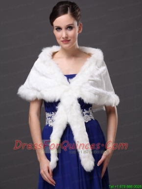 Faux Fur Elegant V-Neck White Faux Fur Wedding Party Wedding Wrap
