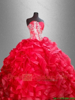 Beautiful Red Quinceanera Dresses with Beading and Ruffles