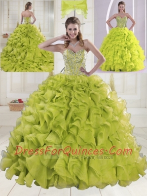 Most Popular Sweetheart Brush Train Beading Quinceanera Dresses