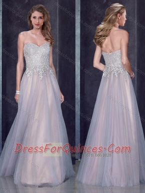 Custom Made Empire Applique Silver Prom Dress in Tulle