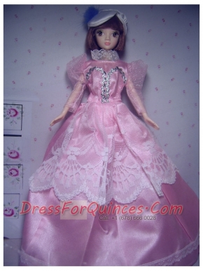 Cute Rose Pink  Party Clothes Taffeta Beautiful Dress for Noble Barbie Doll