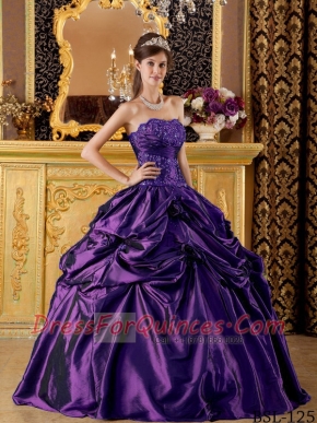 2014 Purple Ball Gown Sleeveless Strapless Floor-length Cheap Quinceanera Dresses