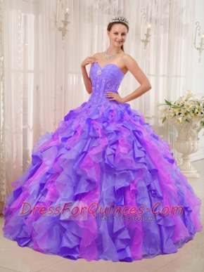 Multi-colored Ball Gown Sweetheart Pretty Quinceanera Dresses with  Organza Appliques