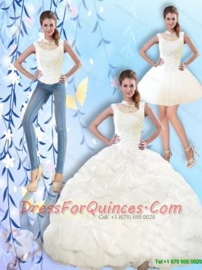 2015 Popular High Neck and Beaded Classical Quinceanera Dresses with Pick Ups