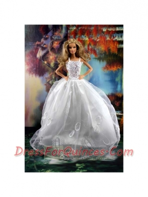Beauty Ball Gown and Embroidery For Barbie Doll Wedding Dress