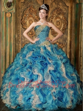 Discount Ruffles and Beading Quinceanera Dress in Multi-color
