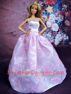 Simple Lilac Princess Embroidery Barbie Doll Dress