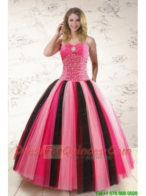 Unique Multi Color Sweet 15 Dresses with Beading for 2015