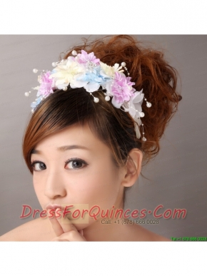 Hand Made Flowers For Muti-color Headpiece With Pearl