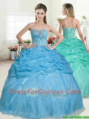 Best Selling Beaded and Pick Ups Quinceanera Dress in Baby Blue