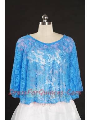 2015 Blue Beading Lace Hot Sale Wraps for Wedding Party