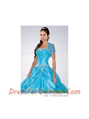 Sky Blue Brand New Organza Quinceanera Jacket With Appliques