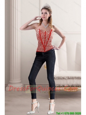 2015 New Style Strapless Corset with Beading and Appliques