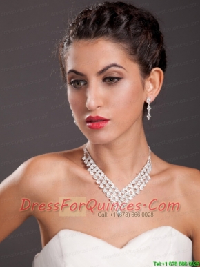 Ivory Imitation Pearl Two Pieces Ladies Necklace and Earrings Jewelry Set