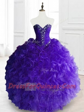 New Style Purple Sweet 16 Dresses with Beading and Ruffles