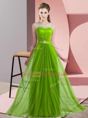 Lace Up Quinceanera Court Dresses Beading Sleeveless Floor Length