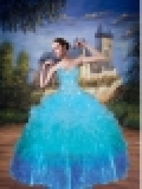 Modest Sweetheart Beading and Ruffles Quinceanera Dress in Blue