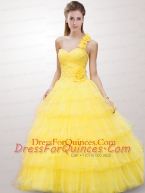 The Brand New Style Yellow Quinceanera Dresses with Beading and Ruffles For 2015
