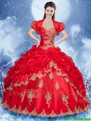 New Arrivals Appliques Red Quinceanera Gowns with Sweetheart
