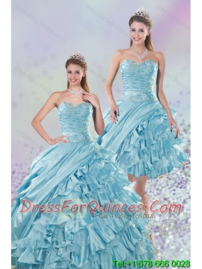 2015 Pretty Sweetheart Ball Gown Quinceanera Dresses with Beading and Ruffled Layers