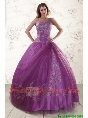 2015 Beautiful Sweetheart Purple Quinceanera Dresses with Embroidery